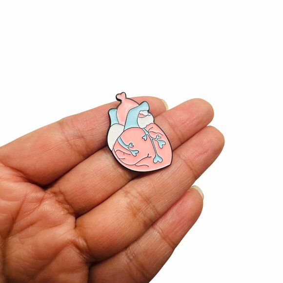 ✨Anatomical Human Heart Shape Enamel Pin Brooch  Pink Blue Trans Heart Pride - Picture 2 of 6